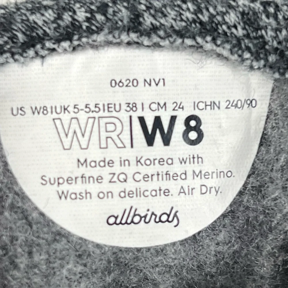 Allbirds Womans Gray Wool Runners Size 8